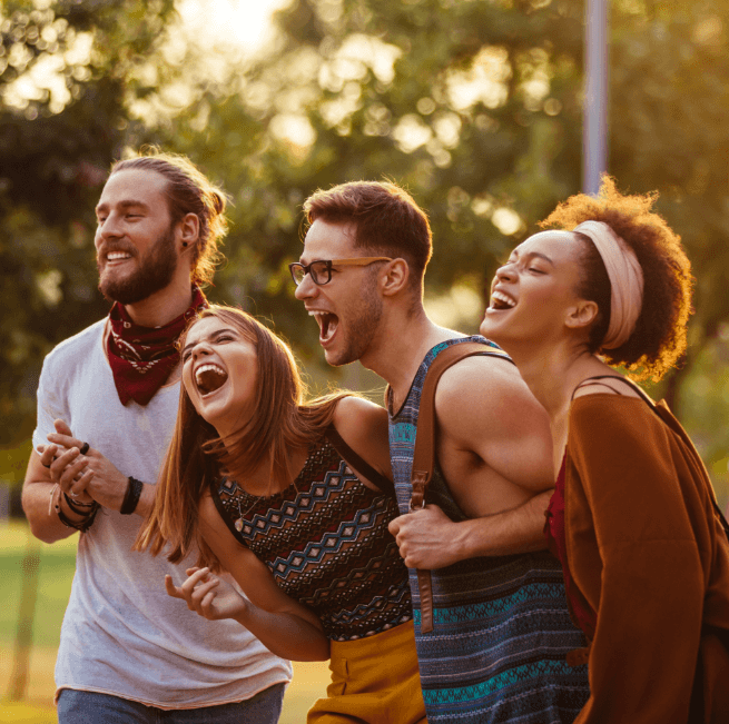 group of friends laughing
